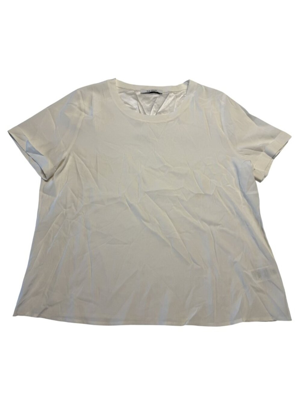 The Fold Ivory White Silk Blend Short Sleeve Top Women's Size 12